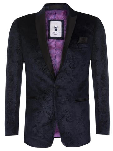 Marine fluwelen paisley blazer dinerjack voor heren