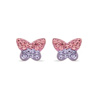 Luxenter Sterling zilveren 925 oorbellen met veelkleurige gerhodineerde zirkonia's - vlinder