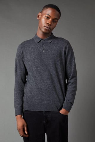 Cotton Rich Long Sleeve Knitted Polo