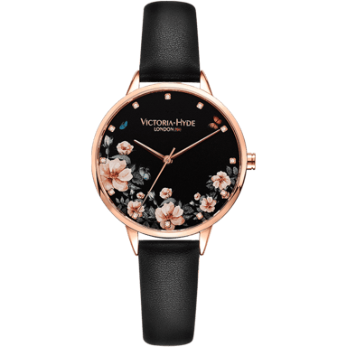 VICTORIA HYDE Horloge Green Park Flower Leer, zwart