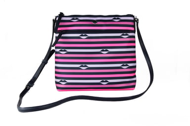 Gestreepte Nylon Lederen Crossbody Handtas