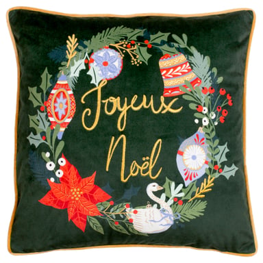 furn. Versier de Zalen Geborduurde Velours Kussenhoes met Bies