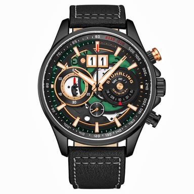 Zwart “Ace Aviator Chronograph” met Tachymeter Kwarts 45mm