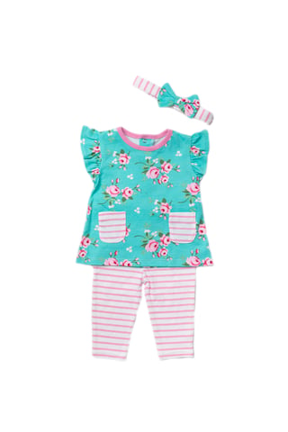 Rose Print Cotton 3-Piece Set