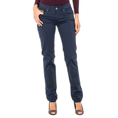 Stretch broek met slanke pasvorm en riemlussen JWT001 voor dames