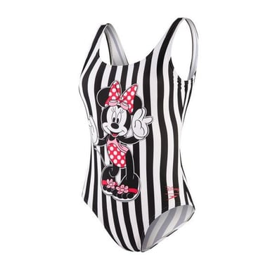 Speedo Zwart/Wit Minnie Mouse Dames Plaatsing U Rug Zwemkleding