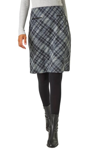 Elastic Waist Check Print Pocket Pencil Skirt