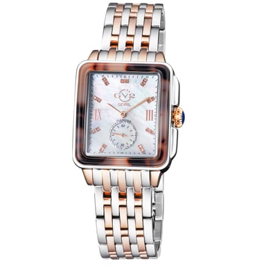 GV2 Bari Tortoise Dames Parelmoer Dial Two Tone IP Rose Gold Bracelet Diamond Watch