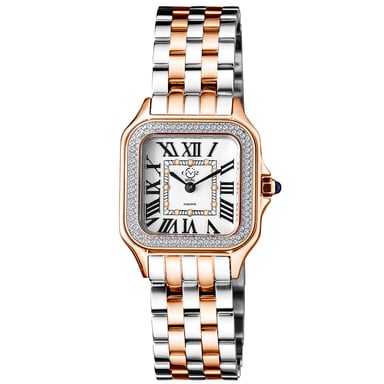 GV2 Milan Dameshorloge 12114B Zwitsers Quartz Two Tone Roestvrij Staal Diamant