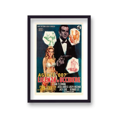 Sean Connery as James Bond Dr No Vintage Movie Poster Italian Design 1 Portrait