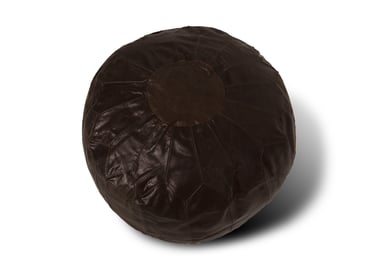 Woodland Leather Black Morrocon Style Pouffe 17.5" Diam