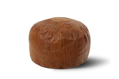 Woodland Leather Tan Morrocon Style Pouffe 17.5" Diam