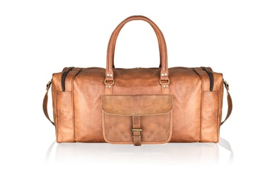 Woodland Leather 23" Tan Vintage Multi Pocket Holdall Adjustable Shoulder Strap