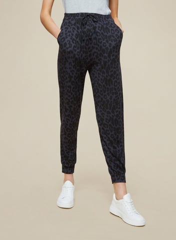 Dorothy Perkins Womens Black Animal Print Cuffed Leg Joggers Activewear Trousers
