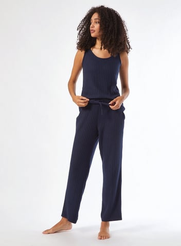 Dorothy Perkins Womens Navy Velvet Twosie Nightwear Sleepwear Loungewear