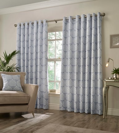 Horto Botanical Eyelet Curtains in Blue
