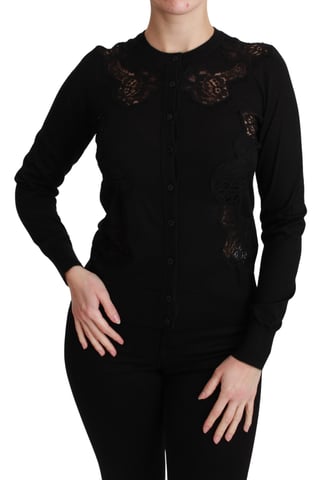 Dolce & Gabbana Vrouwen Zwart Kasjmier Kanten Vest Trui