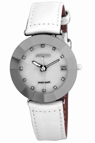 Jowissa Women's Pyramid White Leather Date Watch