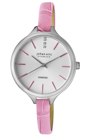 Johan Eric Women's Herlev Slim Analog Display Genuine Purple Leather Diamond Watch