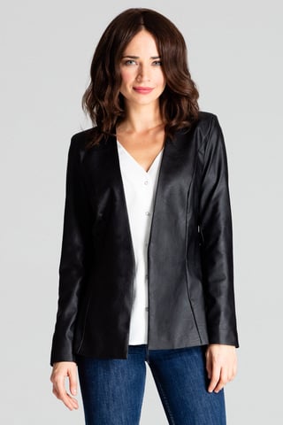 Black Fitted Eco-leather Blazer