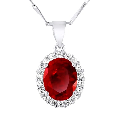 Ruby kleur kristal en zirkonium zilver 925 oxiden - Diana