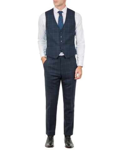 Ted Baker Afanaw elegant geruit gilet, blauwgroen
