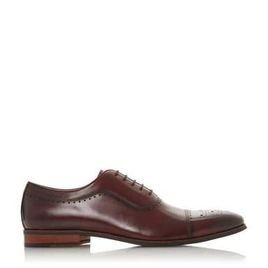 Dune Mens SANDALWOOD Burnished Brogue Toecap Shoes
