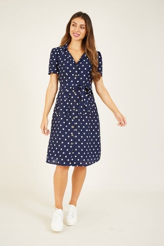 Yumi Navy Retro Shirt Dress