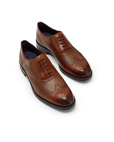Almhano Oxford-brogue met vleugelkap, lichtbruin