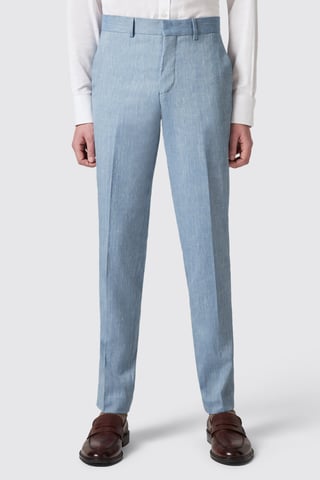 Looten Slim Fit Blue Linen Trousers