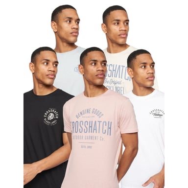 Crosshatch Heren Fermal T-Shirt (Set van 5) (Veelkleurig)