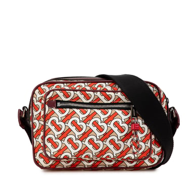 Vintage Burberry TB Monogram Nylon Paddy Crossbody Oranje