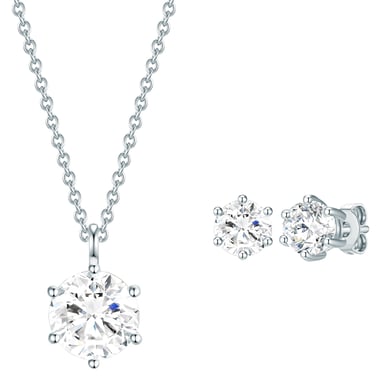 Set (necklace + stud earring) sterling silver embellished with swarovski crystals® white Rafaela Donata
