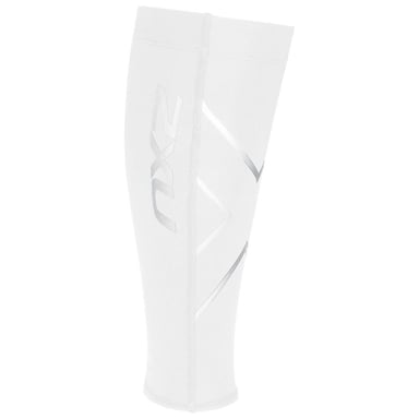 2XU Flexibele compressie unisex kuitbeschermers wit/zilver