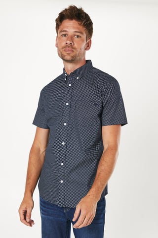 Geo Flower Print Short Sleeve Shirt