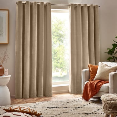 Yard Heavy Chenille Room Darkening Eyelet Curtains