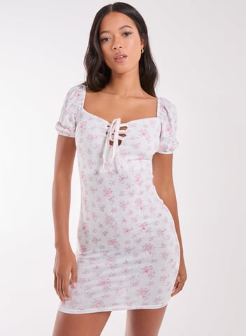 Floral Puff Sleeve Mini Dress