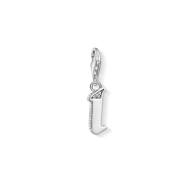 Unisex Charm Pendant Letter I Silver