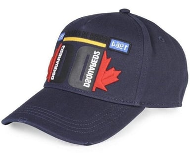 Dsquared2 DD Maple Leaf-baseballpet in marineblauw