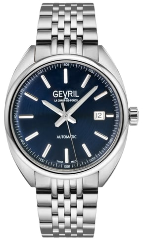 Gevril Five Points heren 48701 Swiss Made automatisch Sellita SW200 roestvrijstalen lichtgevende datumhorloge