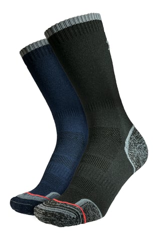 1000 Mile - 2-Pack Heren Wandelsokken Enkele Laag Ademend Gepolsterd - Kolen / Marineblauw
