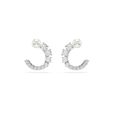 Swarovski 'Matrix' Vrouwen Hoepel Oorbellen van Basismetaal - Zilver 5692260