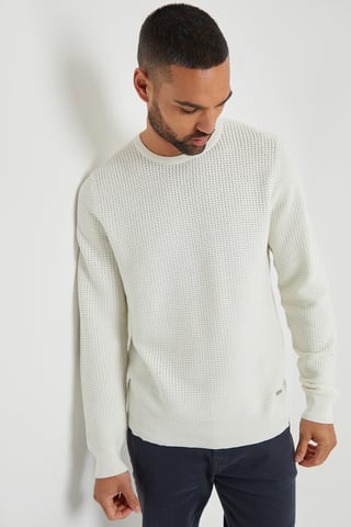 Natural Crochet Knit Crew Neck Jumper