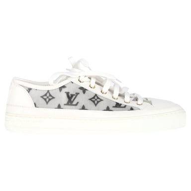Louis Vuitton Monogram Mesh Accent Low-Top Sneakers  in White Leather