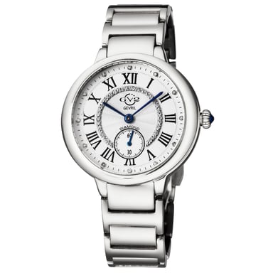 GV2 Rome dames Zwitsers quartz diamanten zilveren wijzerplaat roestvrij stalen horloge