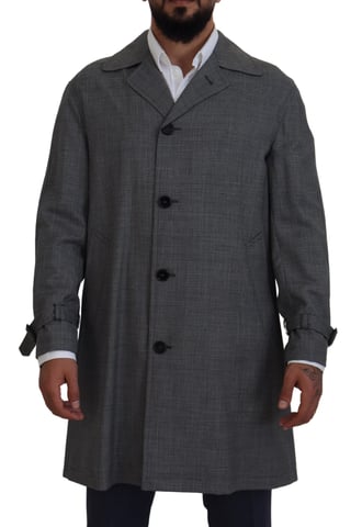 Geruiten wollen trenchcoat