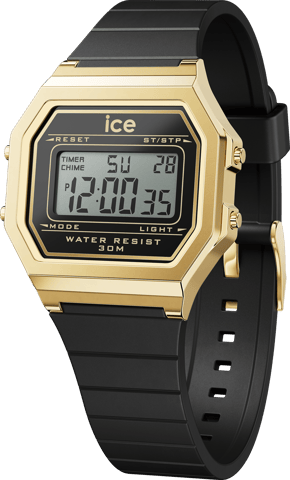 Ice Watch Ice Digit Retro - Black Gold Dames Horloge Zwart 022064