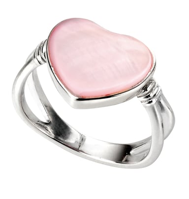 Elements Silver Womens 925 Sterling Silver Pink Mother of Pearl Heart Ring