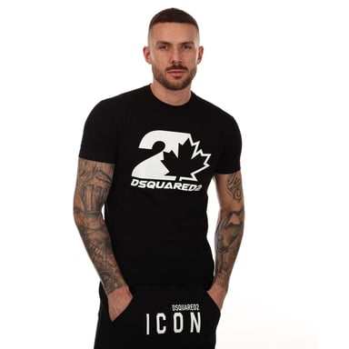 Heren DSquared2 Maple Leaf Logo T-shirt in Zwart