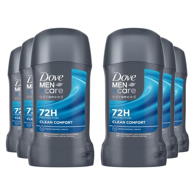 Dove Men+Care Advanced Anti-Perspirant Deodorant Stick Clean Comfort 50ml, 6 Pk